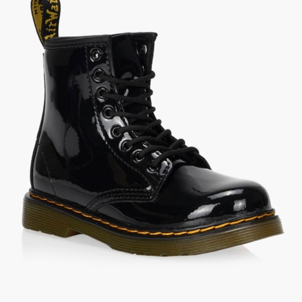 Dr. Martens Shiny Black Kids Boots 1460 Size 3 Patent Leather
